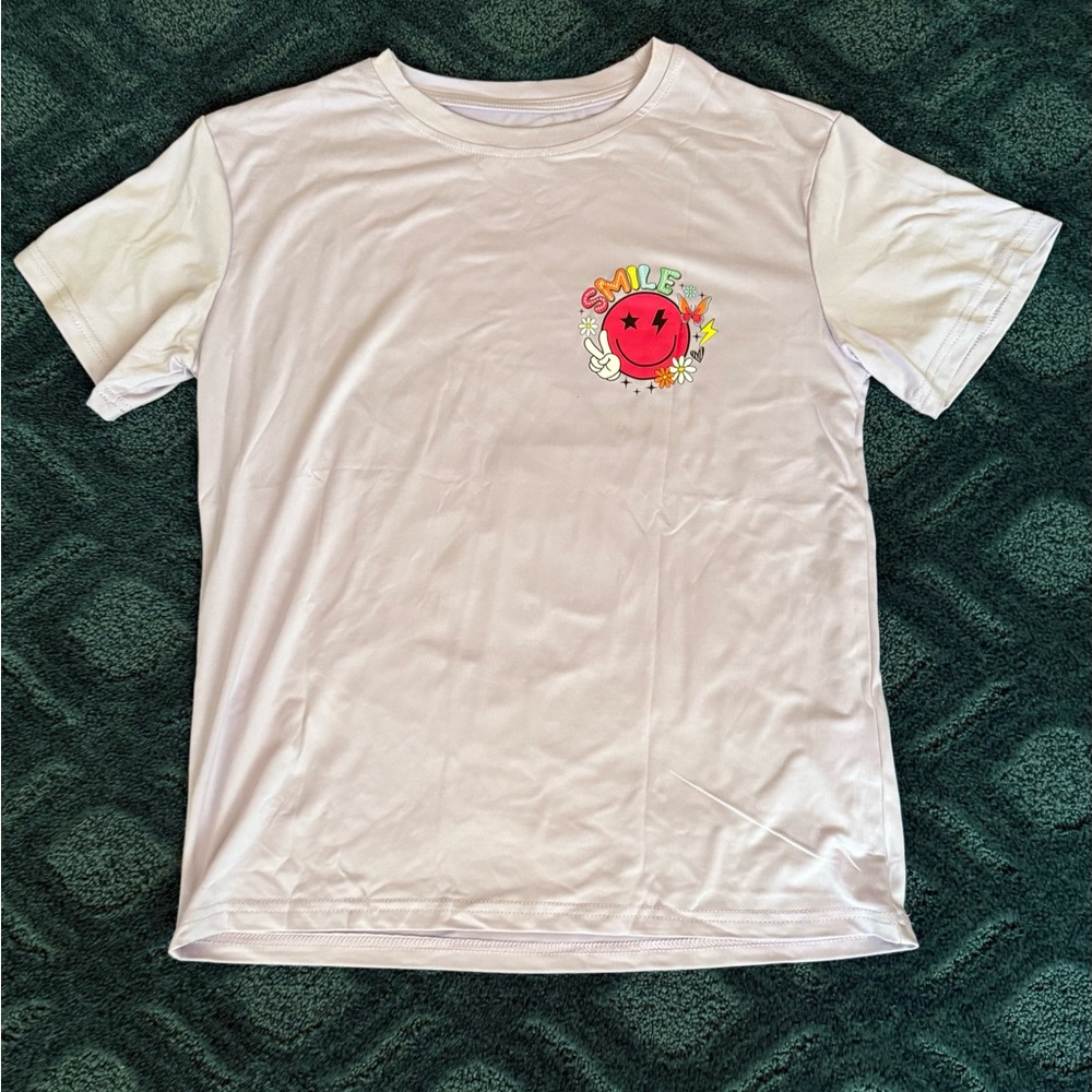 SHEIN White Graphic Tee with Colorful Design